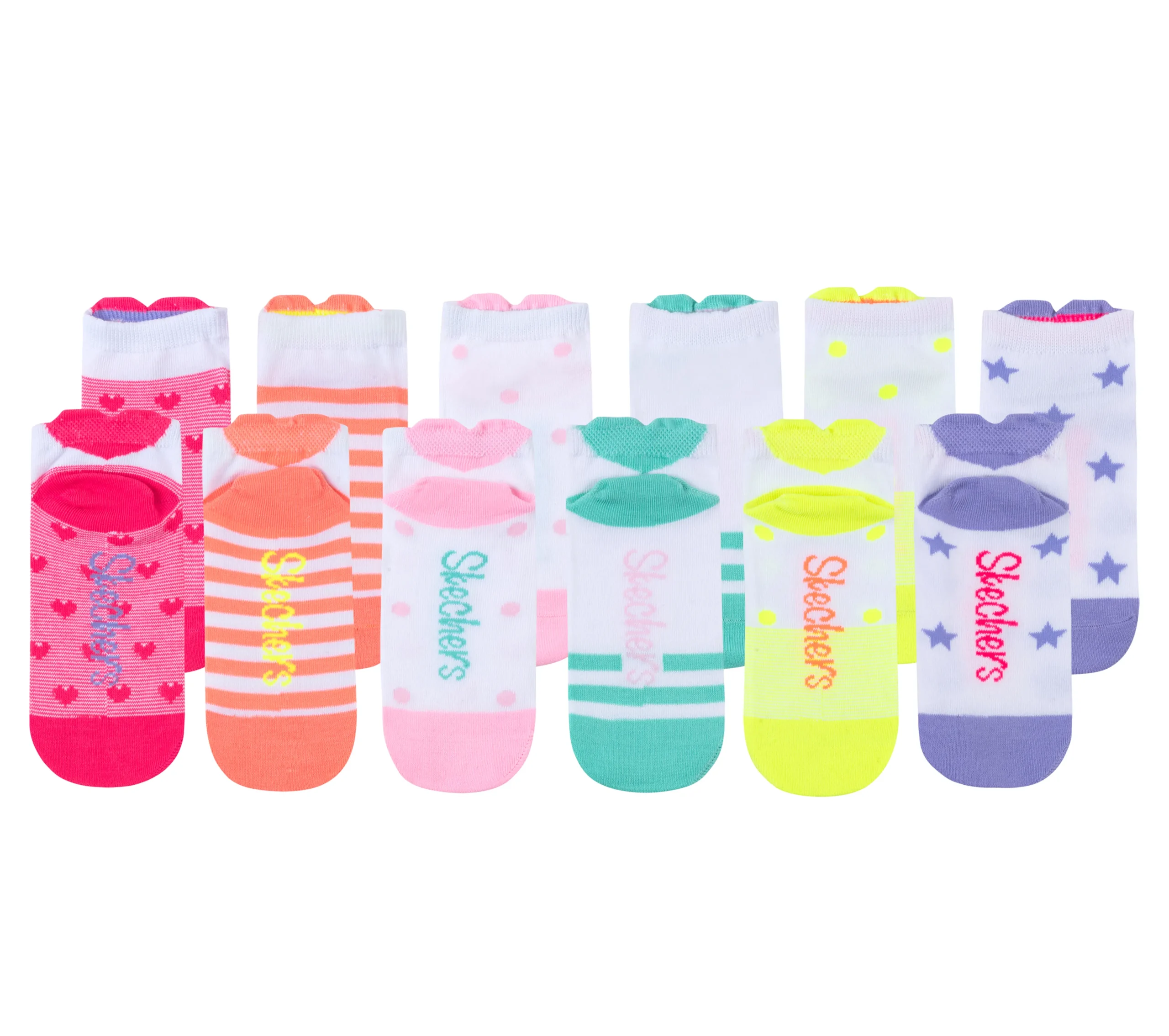 SKECHERS 6 Pack Low Cut 3D Heart Socks>Niños Calcetines|Calcetines