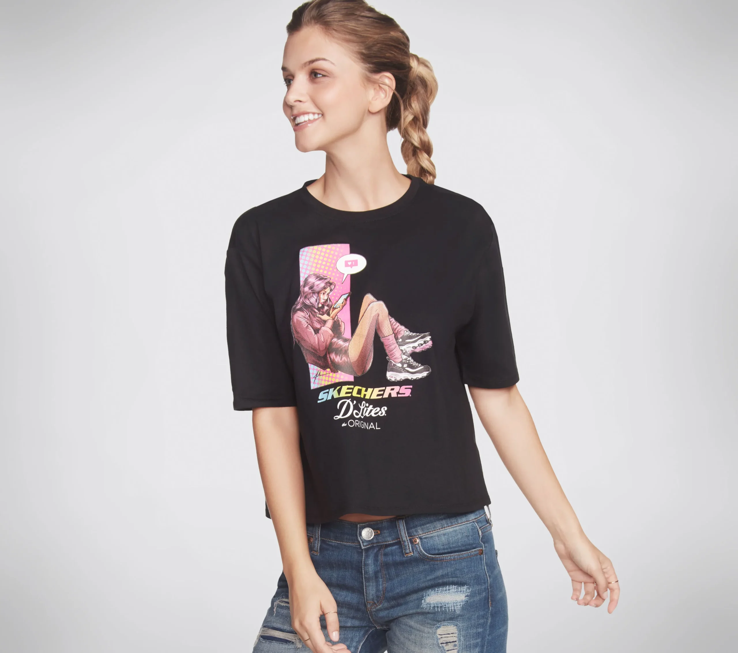 SKECHERS D'Lites Cell Girl Cropped Tee>Mujer Tops Y Partes De Arriba|Tops Y Partes De Arriba
