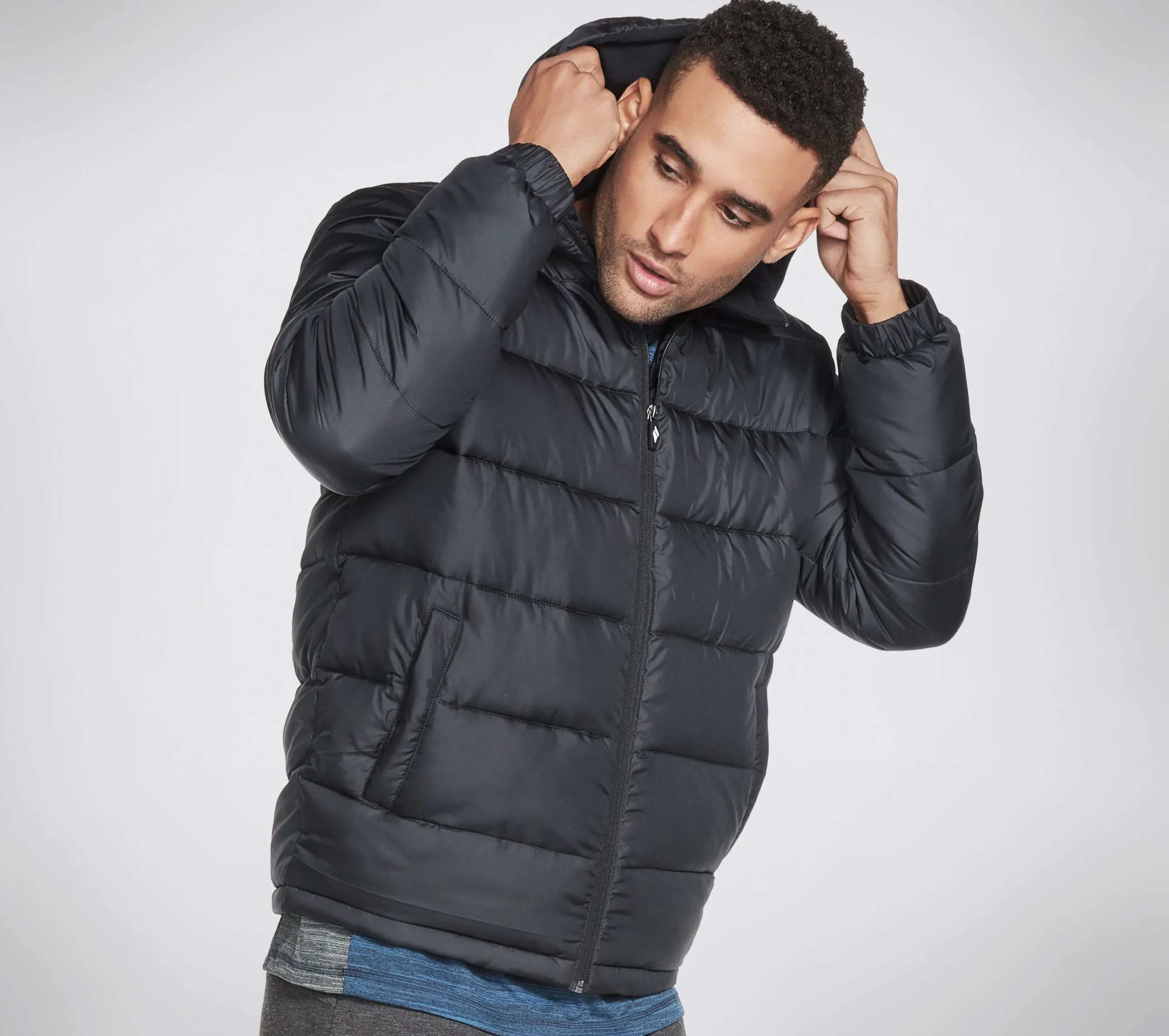 SKECHERS GO WALK Parkway Hooded Puffer>Hombre Partes De Arriba|Partes De Arriba