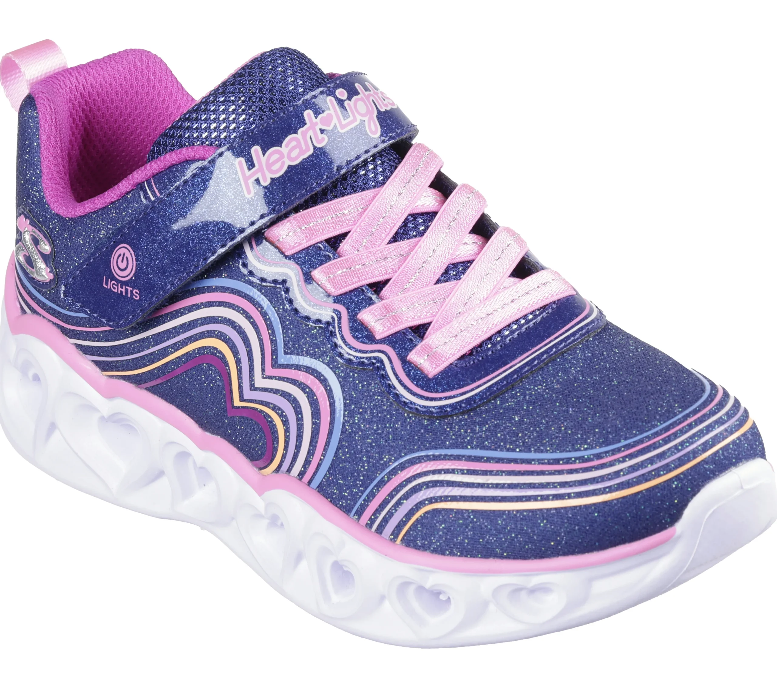 SKECHERS Heart Lights - Retro Hearts>Niños Sin Cordones|Con Luces