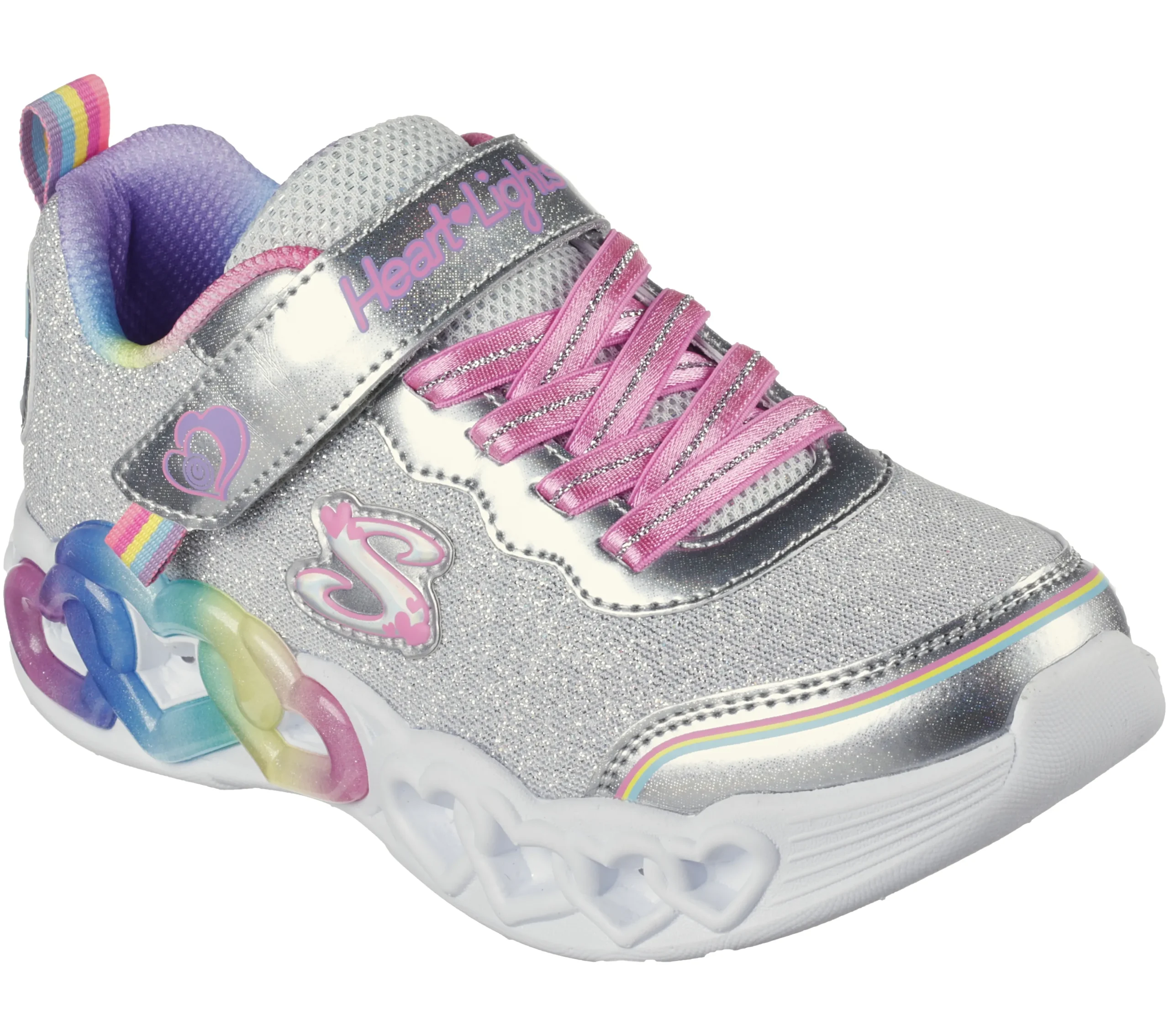 SKECHERS Infinite Heart Lights - Love Prism>Niños Sin Cordones|Con Luces