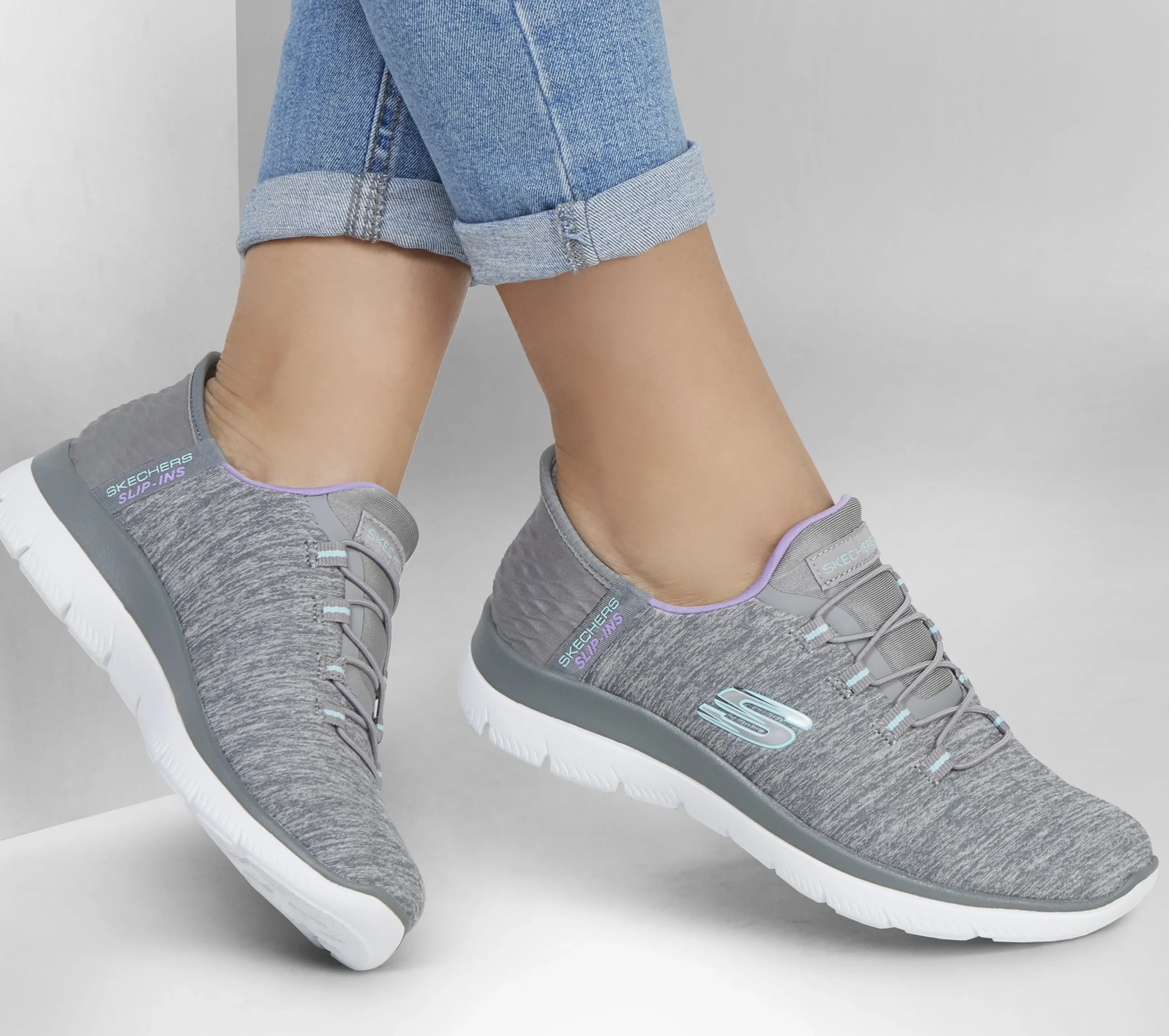 SKECHERS Slip-ins: Summits - Dazzling Haze>Mujer Sin Cordones|Hands Free Slip-Ins