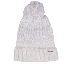 SKECHERS Slub Knit Ivory Pom-Pom Beanie>Mujer Gorras|Gorras